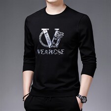 商务休闲上衣长袖男春秋季印花薄卫衣圆领宽松中年男士2023新款，男装卫衣，电商B212（原钱塘6029）