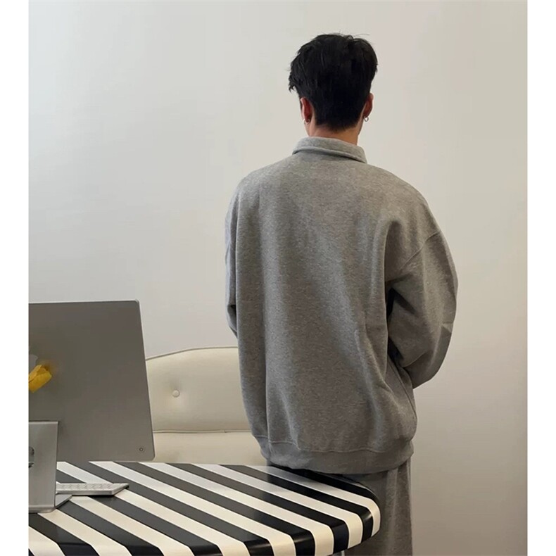 抖音得物高品质二开26春装美式高街结构设计POLO翻领卫衣外套W77,男装Polo衫,电商A486