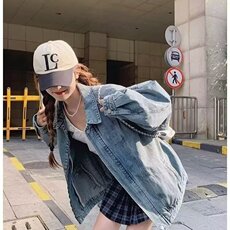 2025牛仔外套男女春季2025宽松美式高街复古翻领夹克拉链上衣潮流，女装短外套，星座506A
