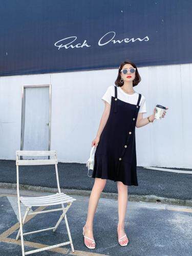 拼接连衣裙，女装连衣裙，可怡佳人