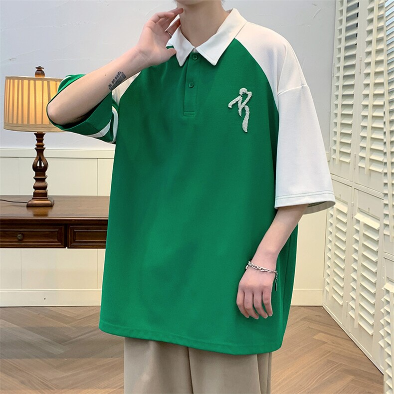 夏上新青少年撞色拼接半袖T恤刺绣翻领Polo衫男女625-P35控价58,男装Polo衫,电商A441-1