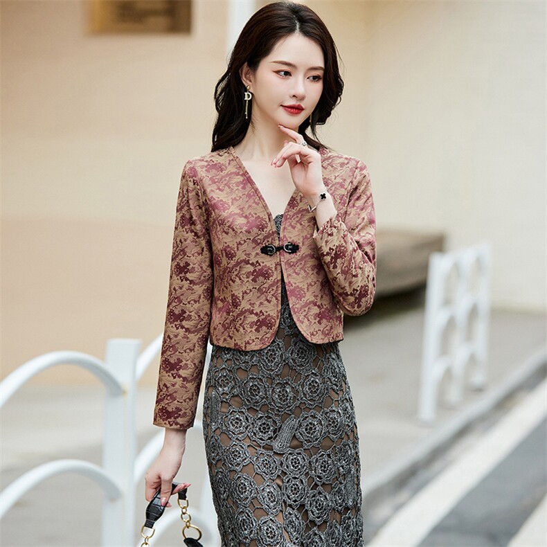 婵米儿2023披肩女短款外套春秋季新款西装配旗袍百搭开衫,女装短外套,婵米儿