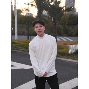 网图秋冬新款港风拼接款高领T恤打底衫男 XZ213-V007-P35控48图片