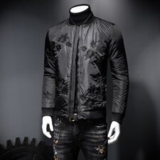 7133冬季新款加厚蚕丝棉服刺绣休闲保暖棉衣，男装棉衣，钱塘2010-1