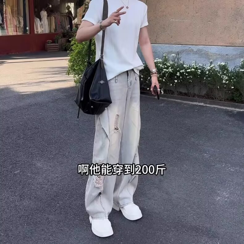 AK1948-P55港风新款嘻哈ins高街潮流痞帅牛仔裤,女装休闲裤,星座617A-2
