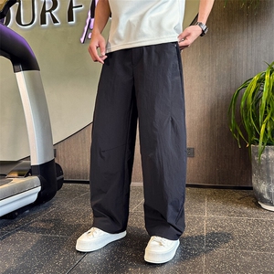 K20513-P68  夏季新款纯色宽松高级感弯刀休闲裤男高街阔腿速干裤图片