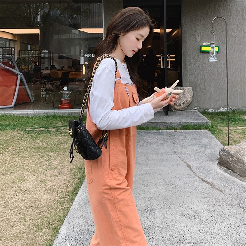 背带裤女2023新款秋季宽松显瘦网红炸街姐妹糖果色闺蜜装,女装连体裤,浙宝276（原081）
