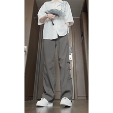 新中式风盘扣裤子夏季垂感长裤KK176-特P30控58(衬衫C2319），男装衬衫，星座1213