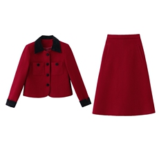 2025冬季加棉呢料套装，女装毛呢外套，伊航服饰