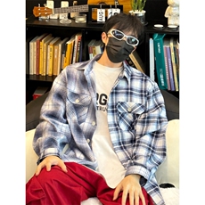 【有货】拼接格子衬衫设计感高级感美式复古长袖衬衣S39LL-特P36，男装衬衫，星座1007（原301D）