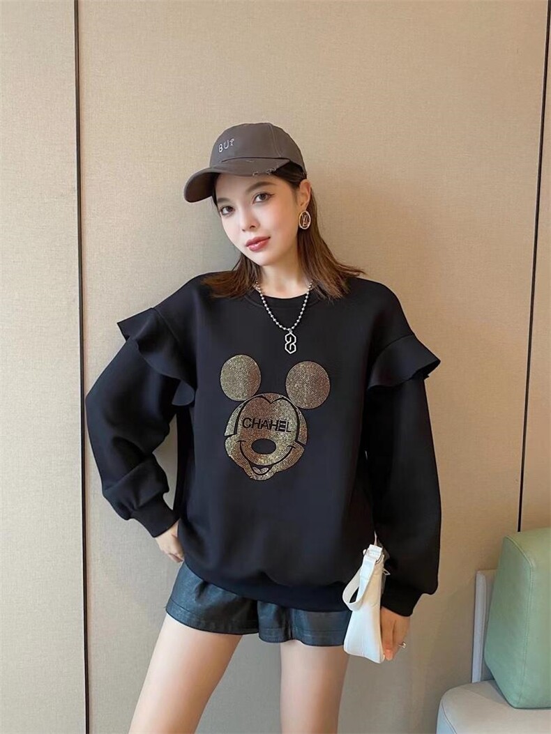 爱美欧现货烫钻花边卫衣，女装卫衣/绒衫，爱美欧