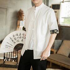 2021夏季中国风棉麻短袖衬衫男宽松盘扣半袖衬衣QT6005-CS89-P35，男装衬衫，星座1112-5（原712-5）