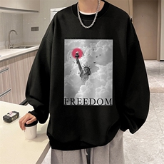 华夫格卫衣圆领卫衣男大码长袖t恤男外套HW76326-P30加绒款-P40，男装卫衣，电商A040