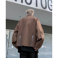 潮牌设计感双拉链工装夹克男短款美式高街外套春秋，男装夹克，星座410-7