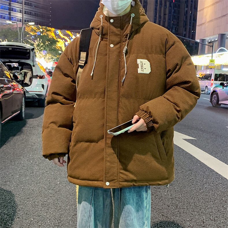冬季青少年灯芯绒连帽棉衣潮牌羊羔毛加绒加厚棉服外套5305-P85,男装棉衣,电商B306