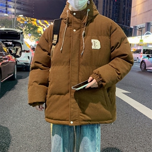 冬季青少年灯芯绒连帽棉衣潮牌羊羔毛加绒加厚棉服外套5305-P85图片