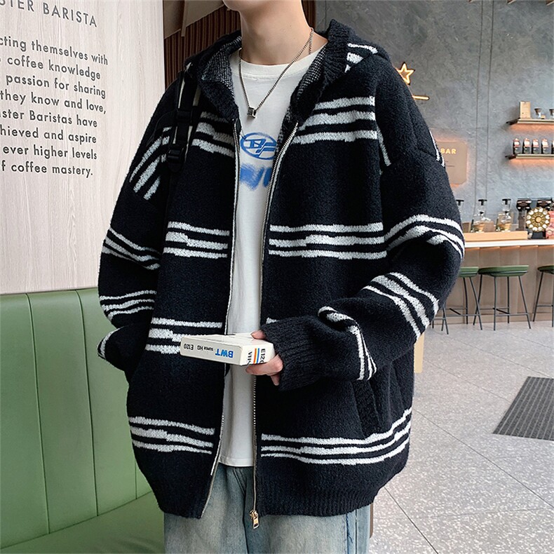 311B-1-CM-3966-P75控118港风连帽开衫貂毛提花大码针织毛衣,男装针织衫/毛衣,星座311B-1
