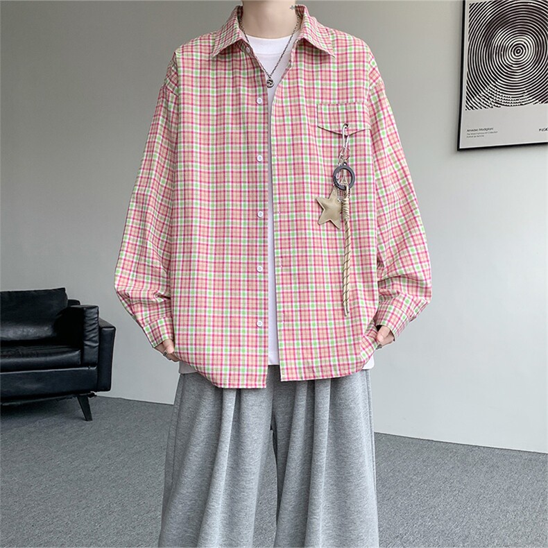 （带配件） CS1158-特批45控88 秋季新款男女格子短袖大码男衬衫图片