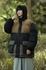 户外2026新品冬季宽松情侣装撞色棉服冬装加厚外套D008-P100，男装棉衣，星座717