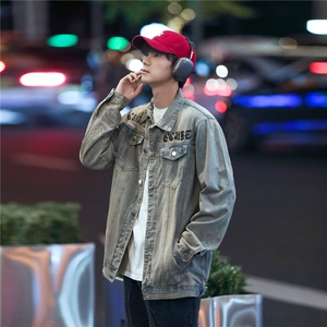 牛仔外套染水洗做旧美式复古街头宽松休闲情侣夹克潮H49/P60图片