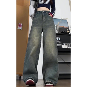 xz905-Z084#P65美式高街宽松阔腿牛仔裤