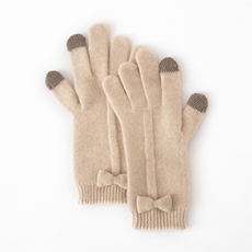 2025年新款白搭蝴蝶结加长款双股加厚保暖女士分指手套，手套，窄众羊绒