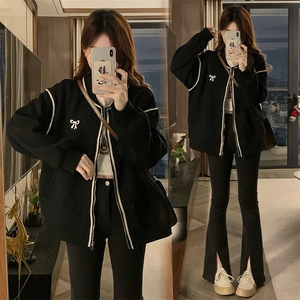A484-P98  黑色棒球服外套春秋季新款宽松百搭拉链开衫夹克上衣潮图片