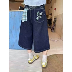 AK2298-P50美式复古辣妹街头夏季牛仔七分裤百搭阔腿短裤，女装休闲裤，星座617A-2
