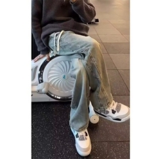 黑色渐变牛仔裤男秋冬铆钉拼接设计感裤子美式高街vibe直筒微，男装牛仔裤，星座218-1（原230）