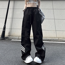 B2293-P58美式复古设计感高街休闲裤子新款拼接宽松直筒长裤，男装休闲裤，星座1608