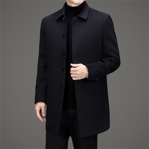 MJ-8895男士双面尼风衣外套休闲翻领羽绒内胆大衣尼克服中长款图片