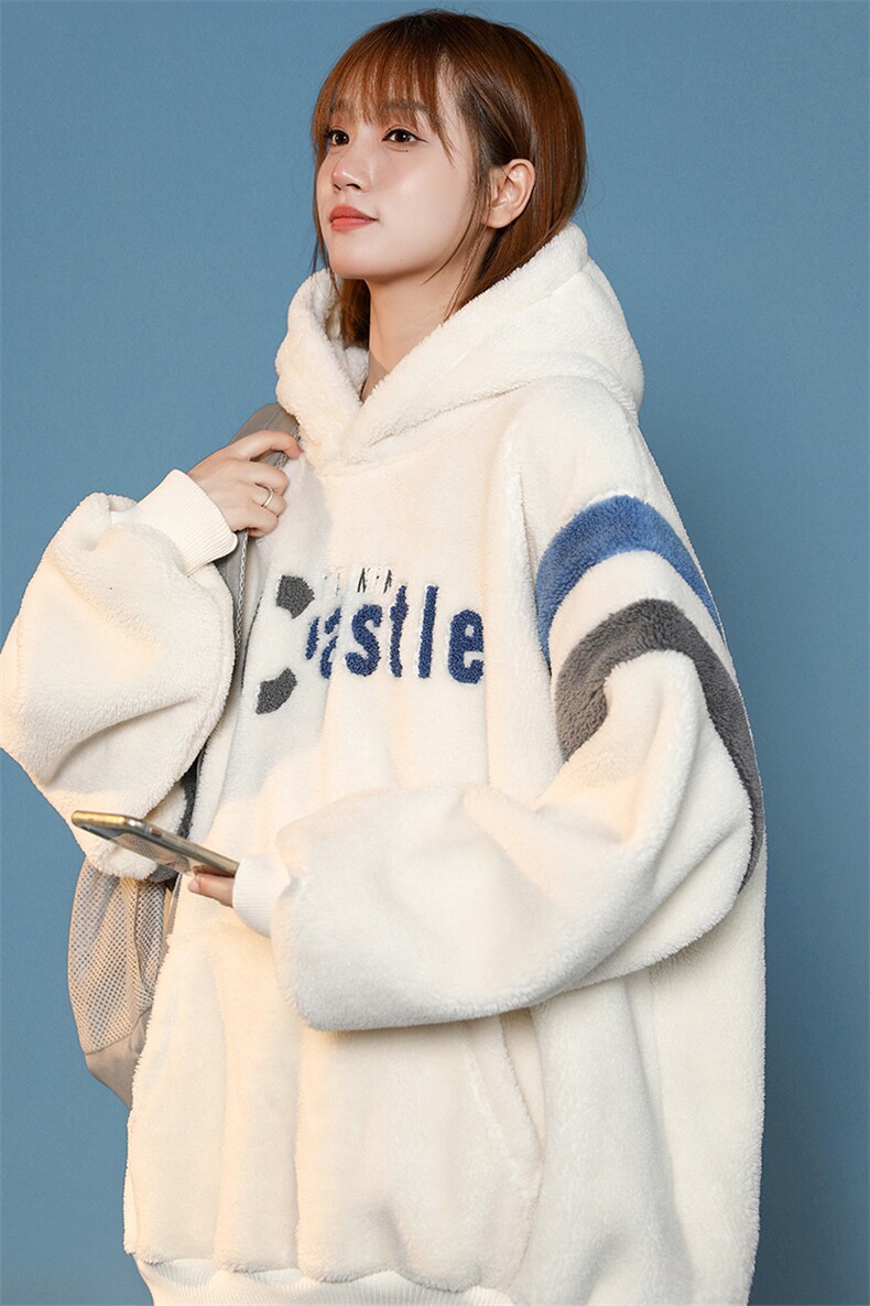 2023秋冬加绒加厚羊羔绒卫衣宽松羊羔毛外套男女973-P90控价118,男装卫衣,电商A441-1