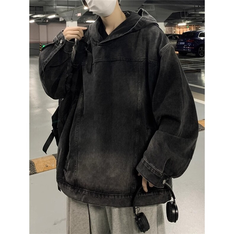 JK8605-P56水洗做旧连帽牛仔卫衣,男装卫衣,电商B323A
