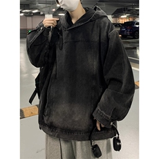 JK8605-P56水洗做旧连帽牛仔卫衣，男装卫衣，电商B323A