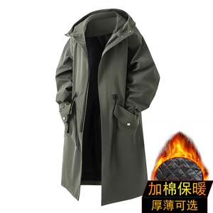4W件加绒风衣男中长款大衣棉衣男F994薄P95加棉P110港风六图片