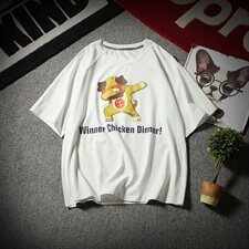 19夏新款T恤潮牌日系大码港风国潮宽松动漫印花圆领短袖T523P35，男装T恤，电商A021A