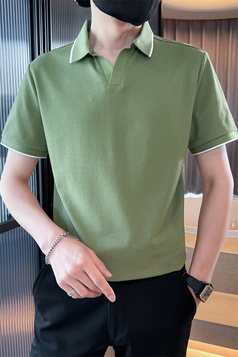 主推款V领简约品质翻领短袖T恤Polo衫T0272-特P45控78,男装T恤,电商D342