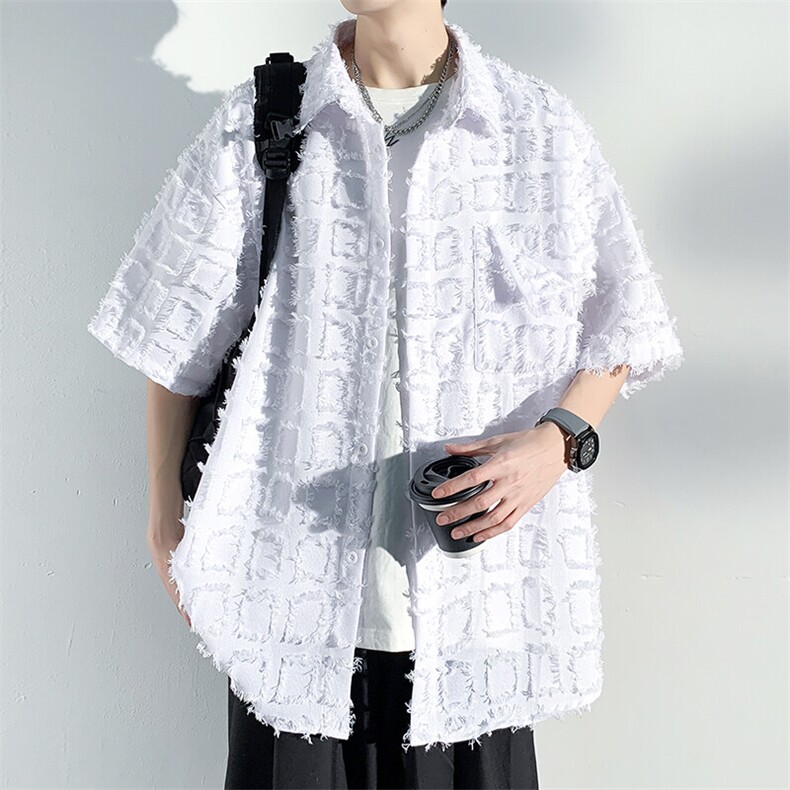 特批38无差价2025夏短袖格子衬衣男磨毛高级感衬衫上衣CD803短袖,男装衬衫,电商A001-1