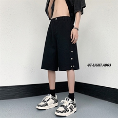 夏季美式高街排空拉链黑色牛仔五分短裤货号DK70P50，男装牛仔裤，电商A063