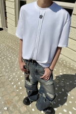 韩系慵懒高级感胸前字符小装饰极简短袖上衣T恤夏季短袖上衣特P38，男装T恤，电商B319
