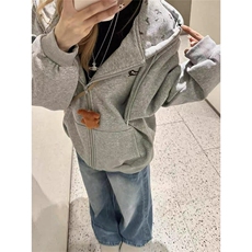 连帽卫衣女春秋新款宽松oversize学院风休闲百搭上衣外套JA262，女装短外套，星座516A