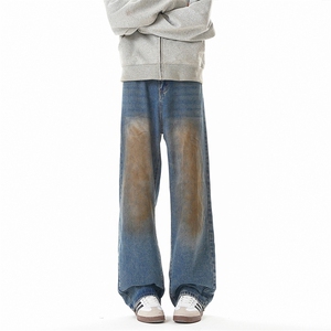 B221 美式ins高街暗黑百搭修身喷墨微喇牛仔裤 LK24321-特P40控78图片