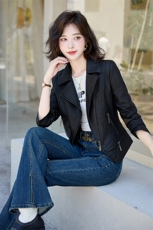 收腰小皮衣外套女2025年春秋季新款韩版修身显瘦小个子短款皮夹克，女装皮衣，潮流依族