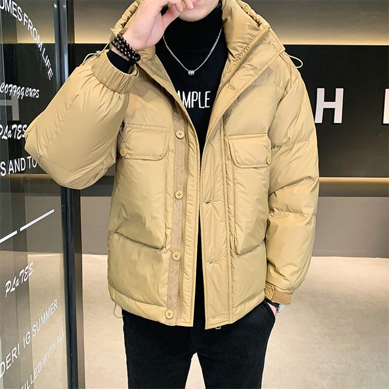 2025冬季纯色连帽加厚保暖短款白鸭绒羽绒服休闲外套YR8035-P200,男装羽绒服,电商A413