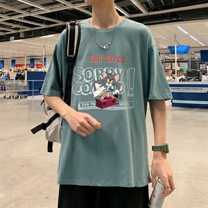 ！春夏新款纯棉宽松短袖T恤男士情侣体恤衫男DX09-P20图片