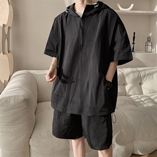 8XL-M休闲运动套装大码工装短袖冰丝薄款连帽户外防晒衣TZ1701P68，男装休闲套装，电商B238