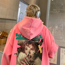 得物抖音高品质二开360克重磅做旧炒雪花纯色连帽水洗卫衣16013，男装卫衣，电商A486