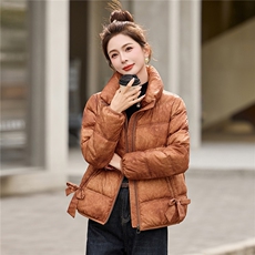 现货！2025年冬季保暖刺绣羽绒服女小个子贵夫人无帽立领加厚上衣，女装羽绒服，沐七七