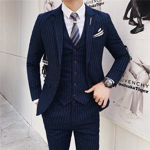 条纹西装男套装礼服三件套商务正装西服 SJT-X30-P285图片