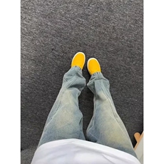 高街复古牛仔裤男新款美式潮牌穿搭显腿长直筒微喇裤子LA5177-P45，男装牛仔裤，星座1008